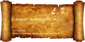 Langer Kasszián névjegykártya